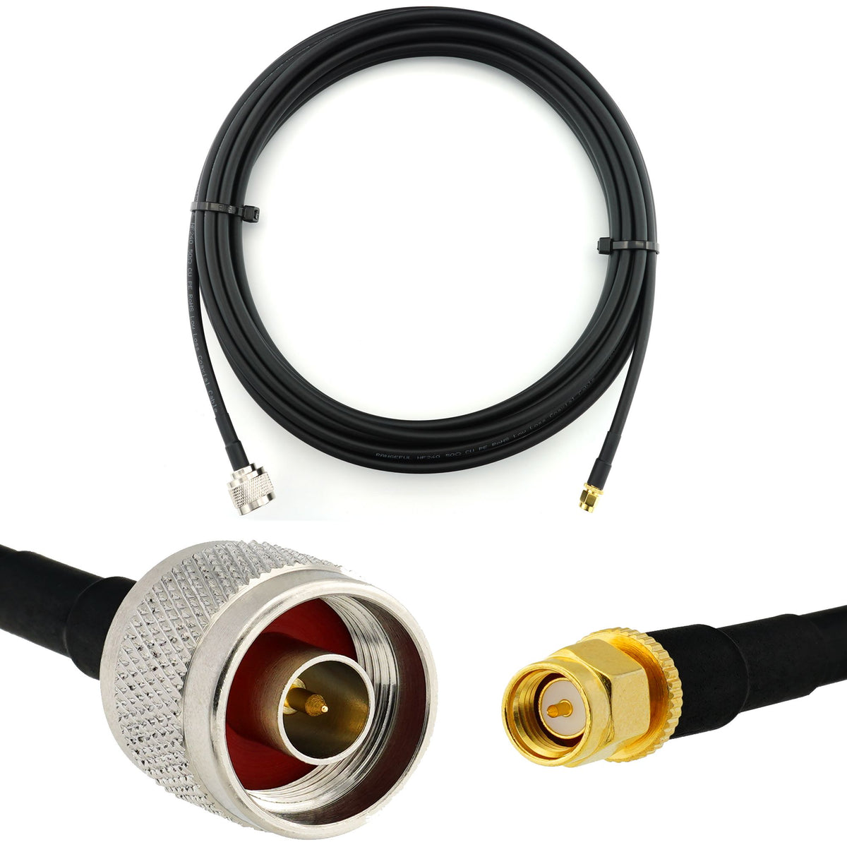 Rangeful SMA Male to N Male 15m Coaxial Cable — HF240 (LMR240 equivalent) HF240-NM-SM-15