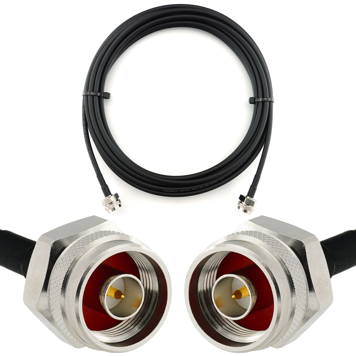 Rangeful N Male to N Male Hex 15m Coaxial Cable — HF240 (LMR240 equivalent) HF240-NMH-NMH-15