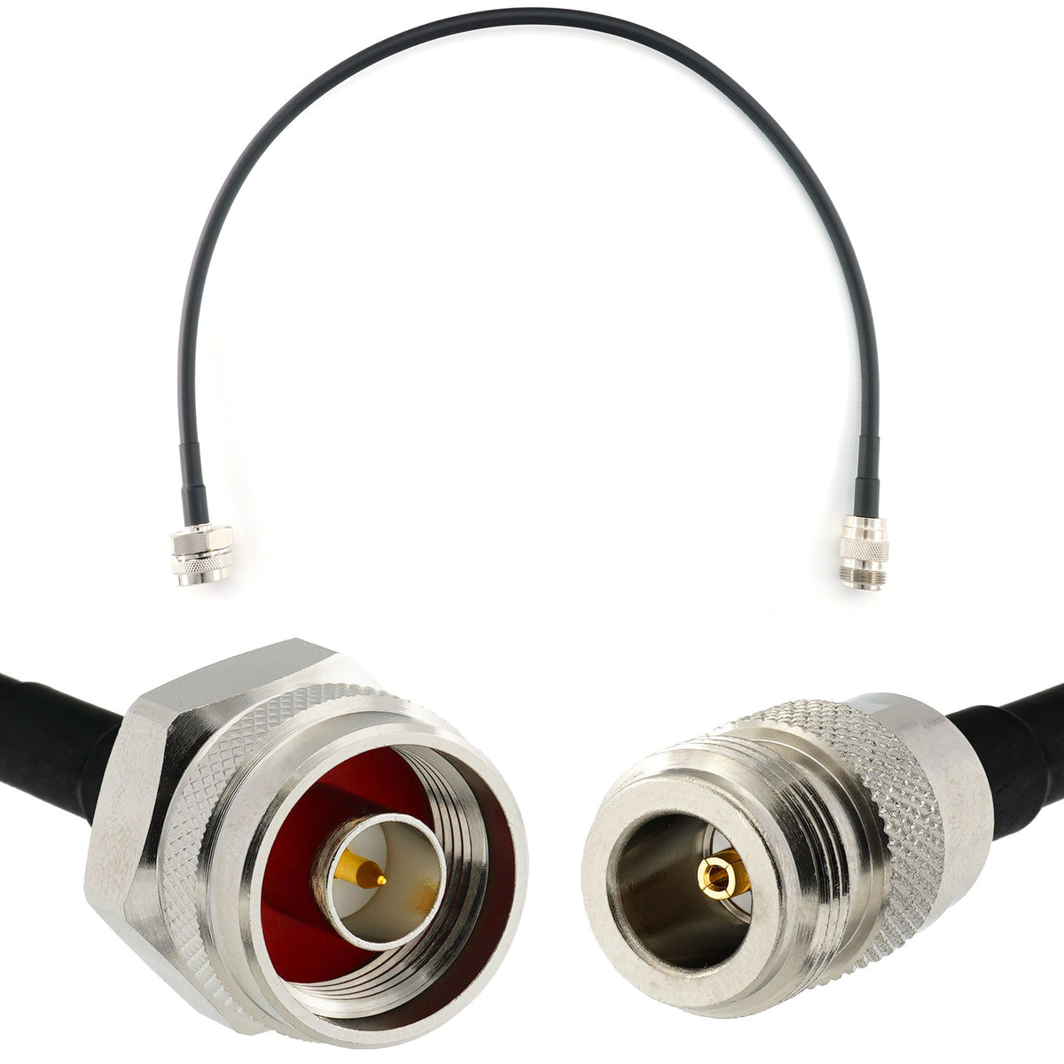 Rangeful N Male Hex to N Female 50cm Coaxial Cable — HF240 (LMR240 equivalent) HF240-NMH-NF-0.5