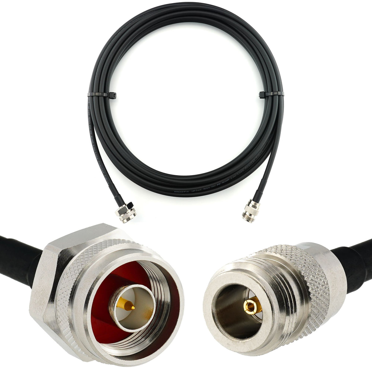 Rangeful N Male Hex to N Female 15m Coaxial Cable — HF240 (LMR240 equivalent) HF240-NMH-NF-15