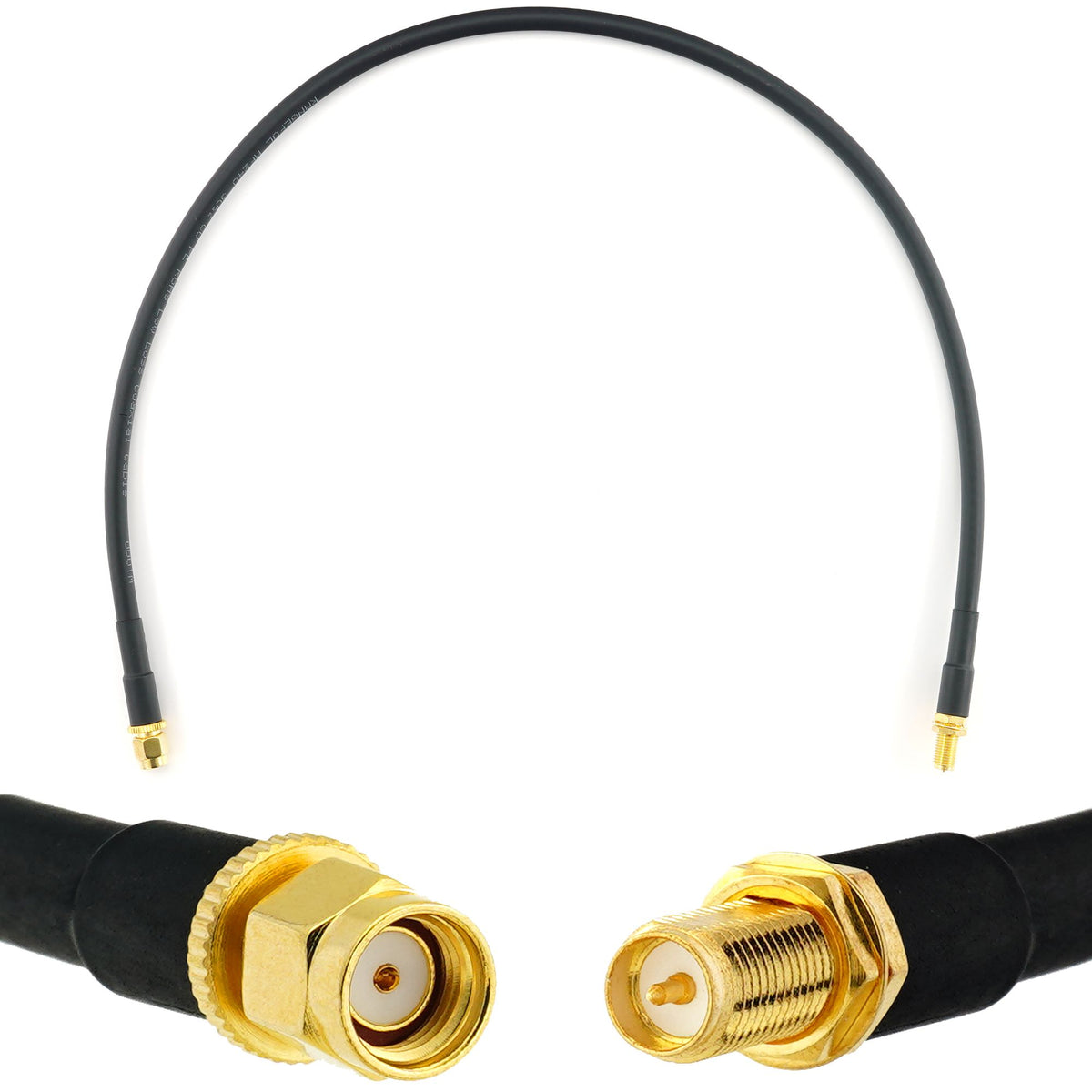 Rangeful RP-SMA Male to RP-SMA Female 50cm Coaxial Cable — HF240 (LMR240 equivalent) HF240-RPSM-RPSF-0.5