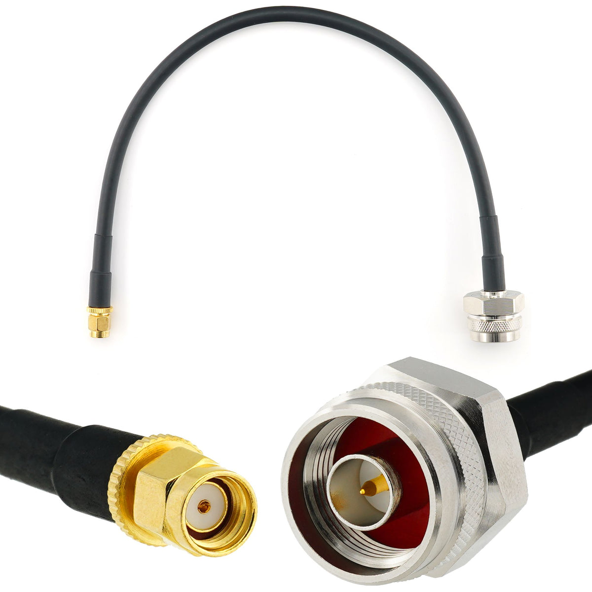 Rangeful RP-SMA Male to N Male Hex 30cm Coaxial Cable — HF240 (LMR240 equivalent) HF240-RPSM-NMH-0.3
