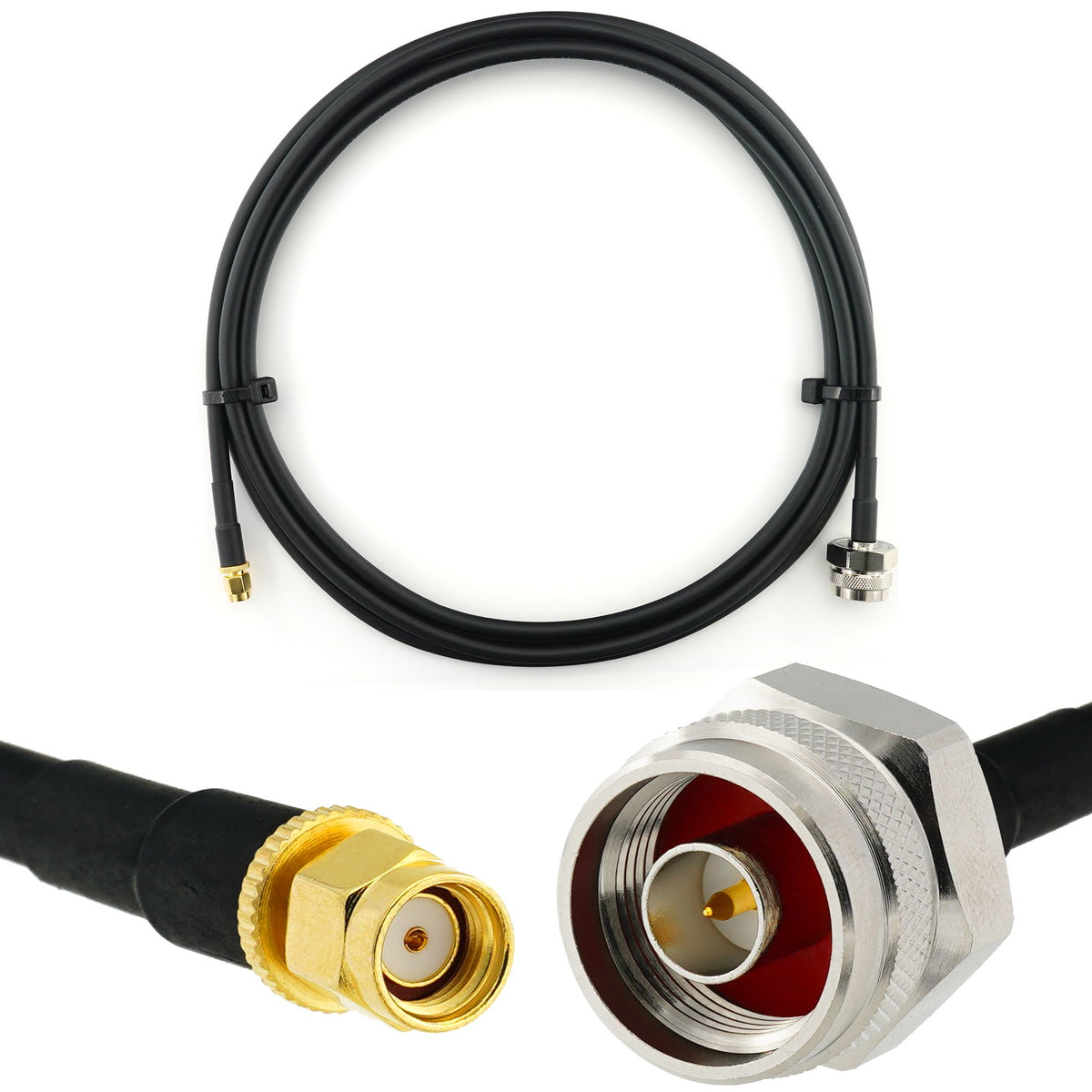 Rangeful RP-SMA Male to N Male Hex 3m Coaxial Cable — HF240 (LMR240 equivalent) HF240-RPSM-NMH-3
