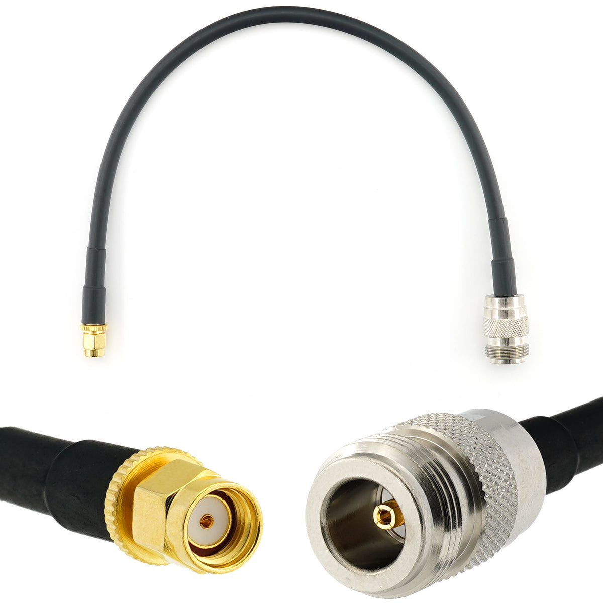 Rangeful RP-SMA Male to N Female 30cm Coaxial Cable — HF240 (LMR240 equivalent) HF240-RPSM-NF-0.3
