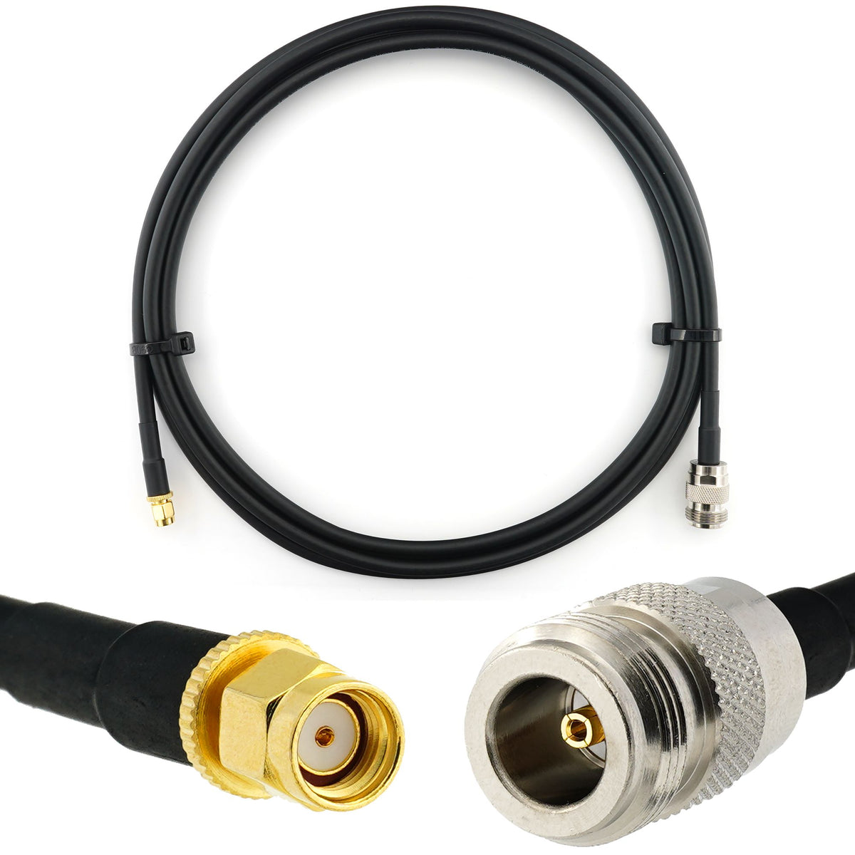 Rangeful RP-SMA Male to N Female 1m Coaxial Cable — HF240 (LMR240 equivalent) HF240-RPSM-NF-1