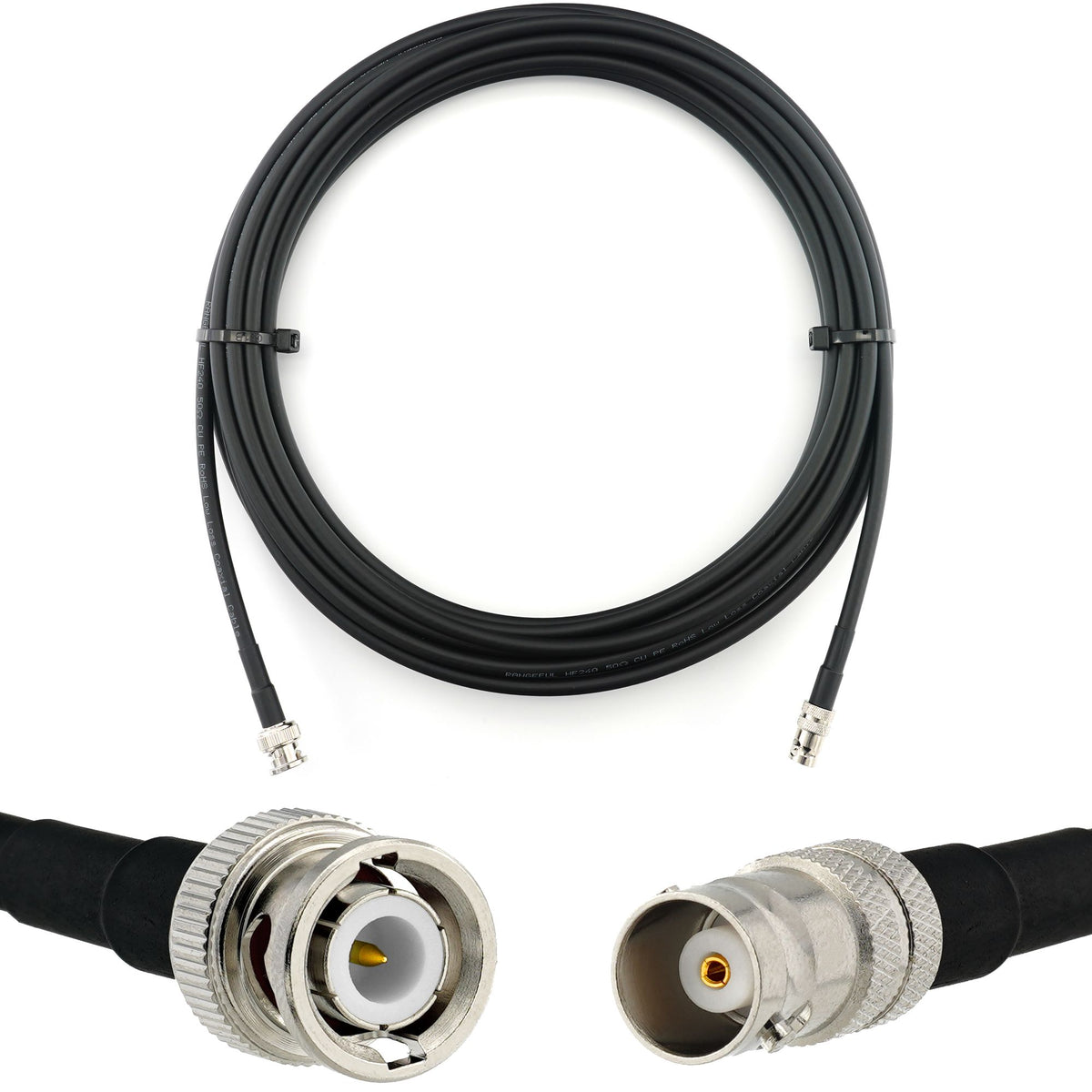 Rangeful BNC Male to BNC Female 5m Coaxial Cable — HF240 (LMR240 equivalent) HF240-BNCM-BNCF-5