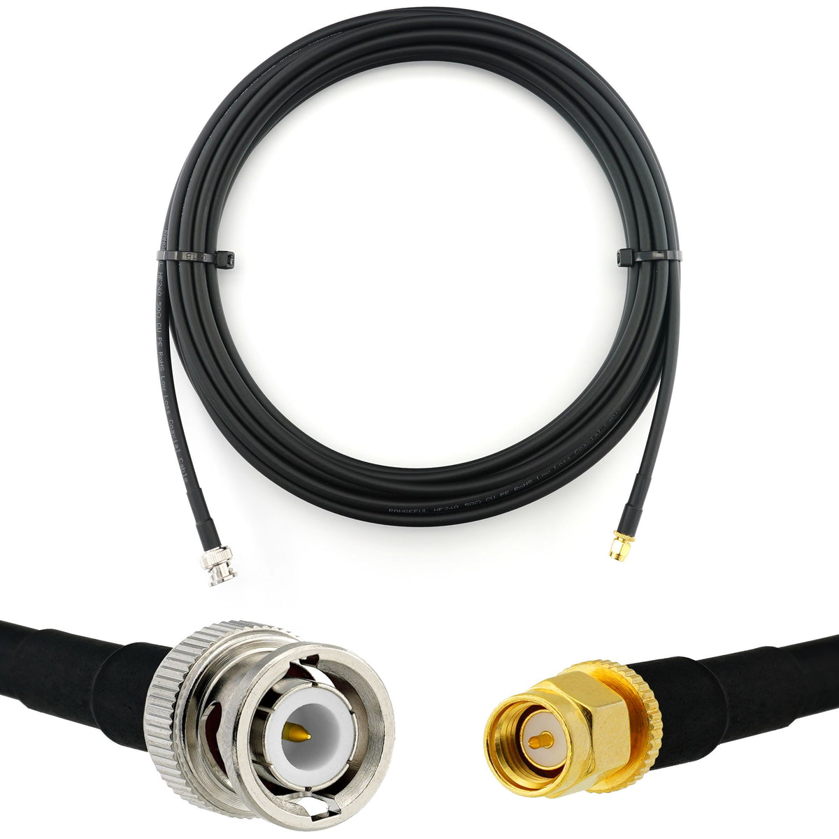 Rangeful BNC Male to SMA Male 5m Coaxial Cable — HF240 (LMR240 equivalent) HF240-BNCM-SM-5