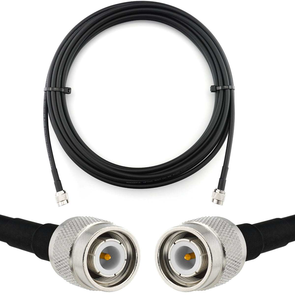 Rangeful TNC Male to TNC Male 15m Coaxial Cable — HF240 (LMR240 equivalent) HF240-TNCM-TNCM-15