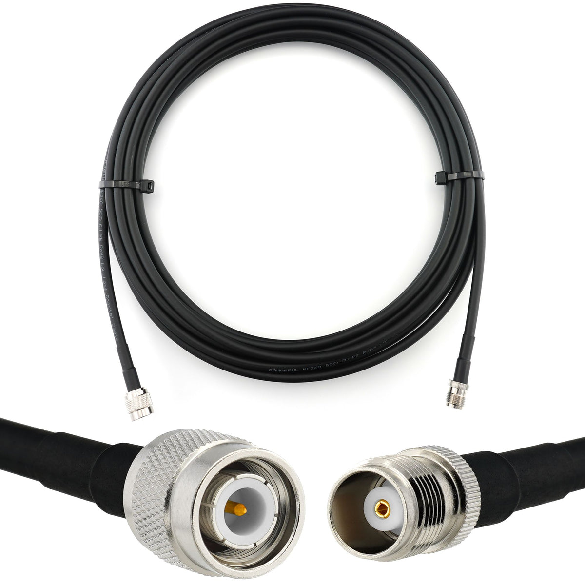 Rangeful TNC Male to TNC Female 7m Coaxial Cable — HF240 (LMR240 equivalent) HF240-TNCM-TNCF-7