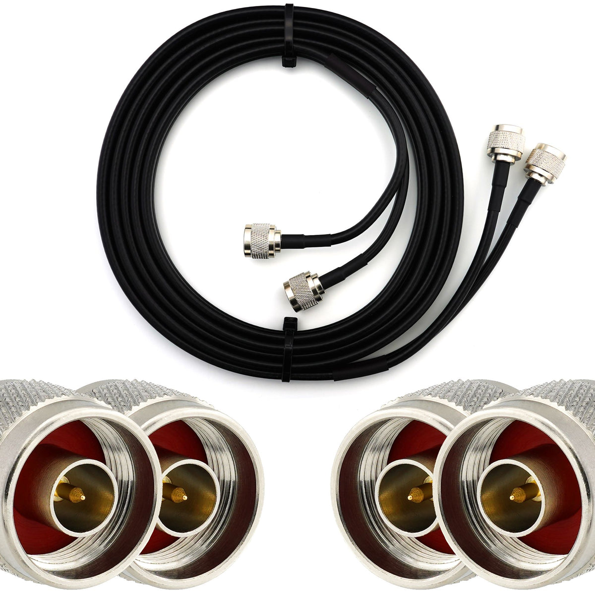 Rangeful N Male to N Male 5m Twin Coaxial Cable — HF240 (LMR240 equivalent) HF240T-NM-NM-5