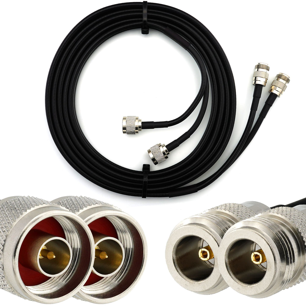 Rangeful N Male to N Female 3m Twin Coaxial Cable — HF240 (LMR240 equivalent) HF240T-NM-NF-3