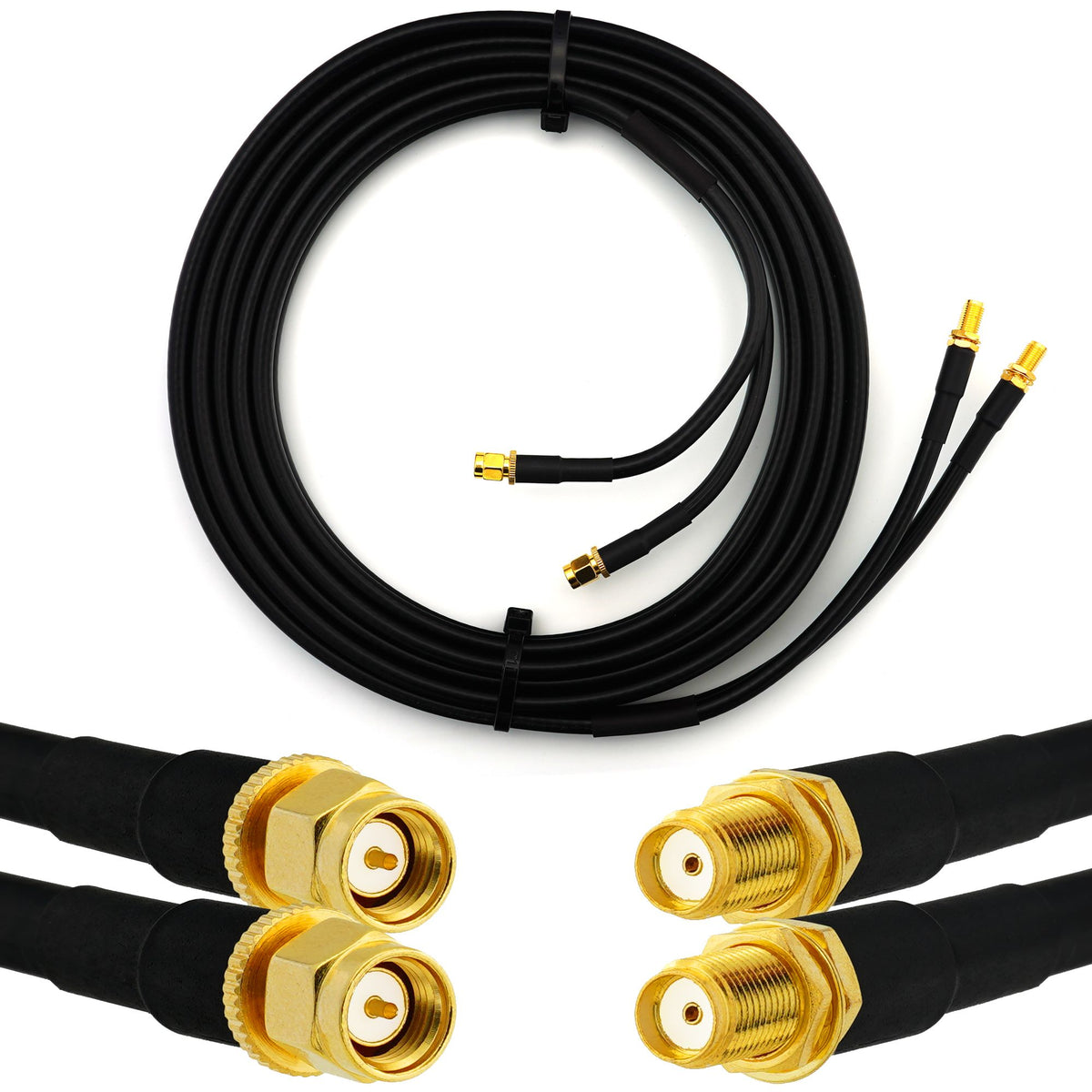 Rangeful SMA Male to SMA Female 1m Twin Coaxial Cable — HF240 (LMR240 equivalent) HF240T-SM-SF-1