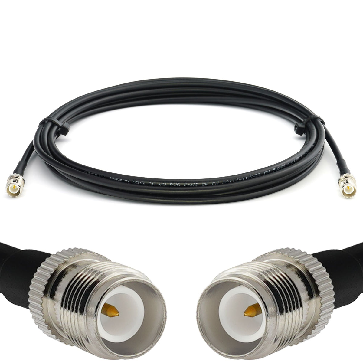 Rangeful RP-TNC Female to RP-TNC Female 5m RG58/U Coaxial Cable RG58-RPTNCF-RPTNCF-5