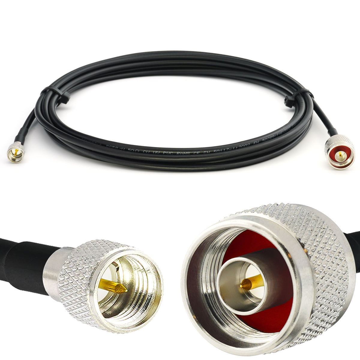 Rangeful Mini UHF Male to N Male 7m RG58/U Coaxial Cable RG58-MUHFM-NM-7