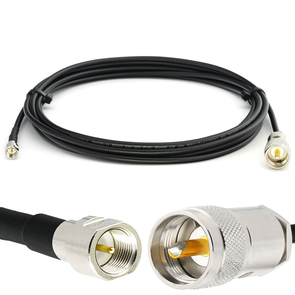 Rangeful FME Male to PL259 UHF 1m RG58/U Coaxial Cable RG58-FMEM-PL-1