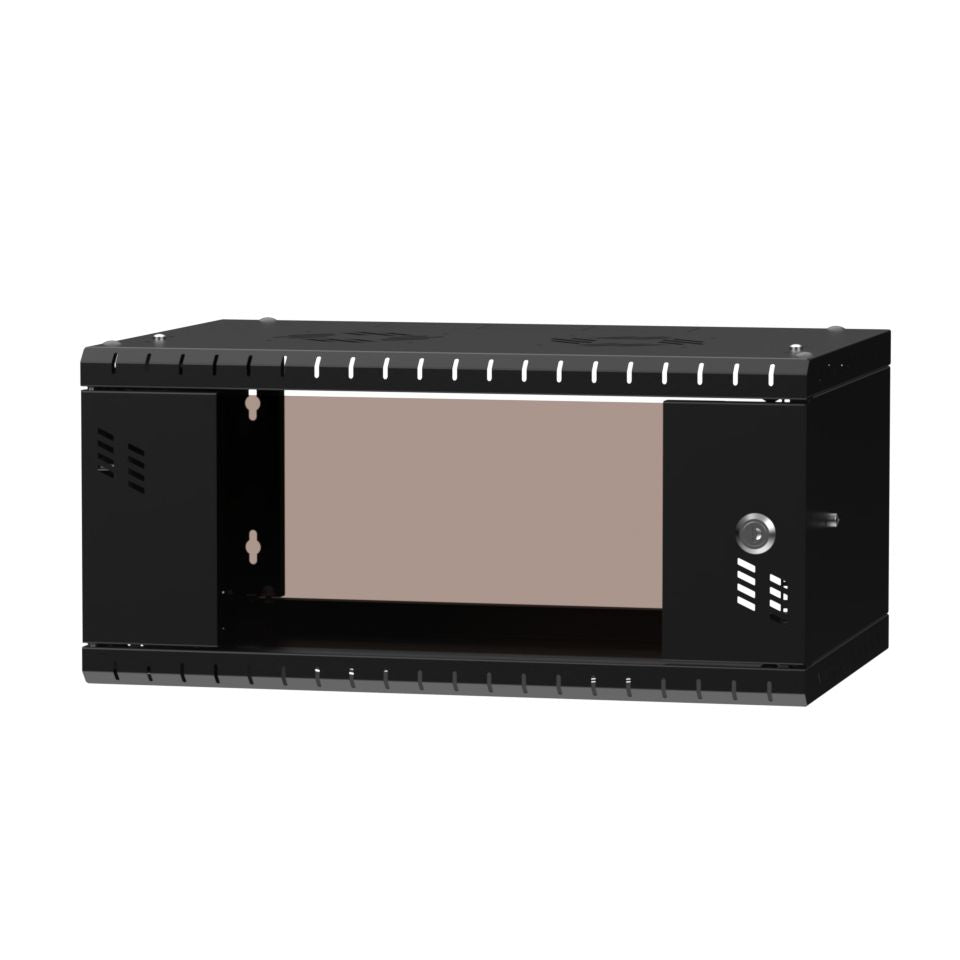 Stalflex Rack Cabinet 19" 4U, 350mm, Glass Door, Black S-RC19-4U-350GB