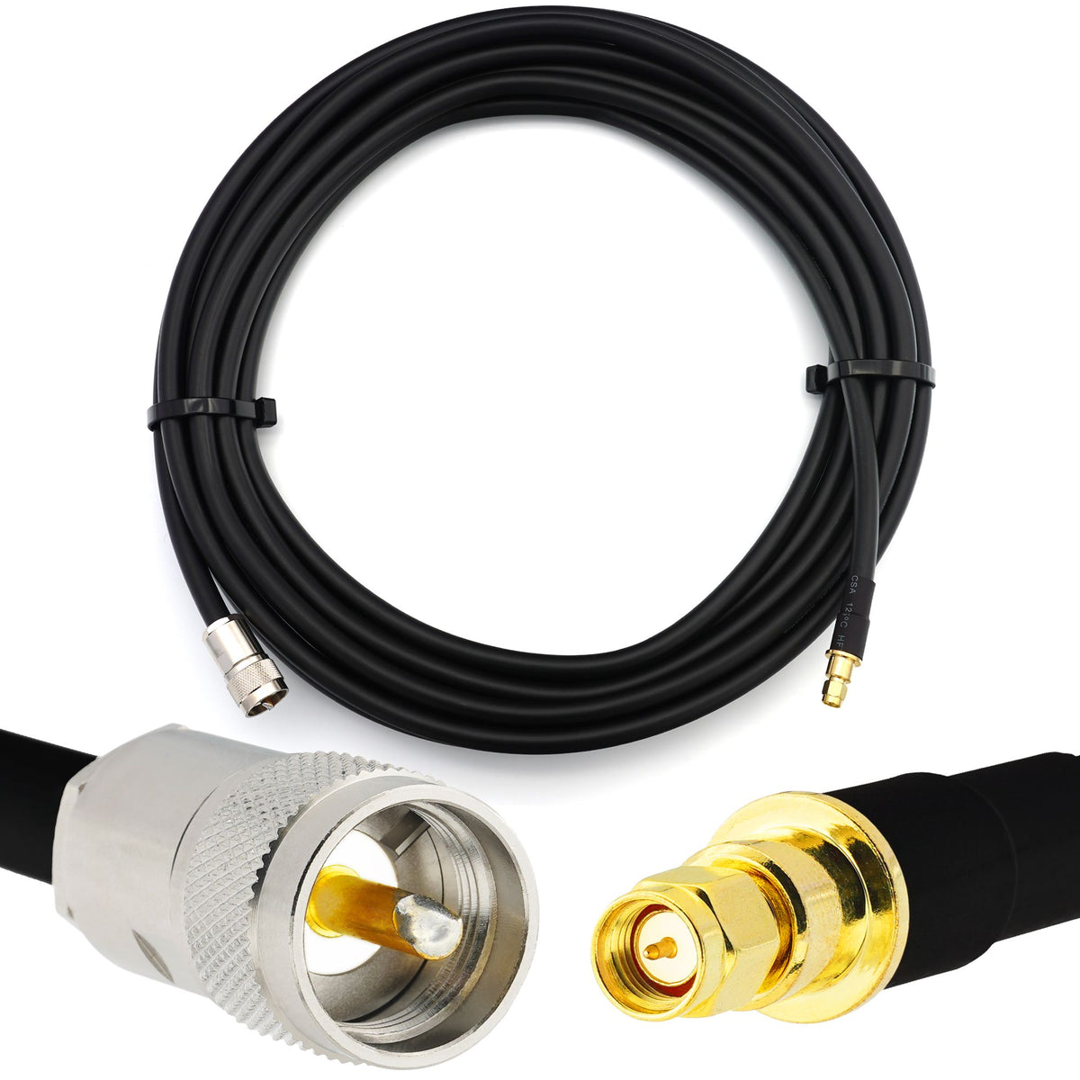 Rangeful SMA Male to PL259 5m UHF CB Radio Flexible Coaxial Cable — LMR400 UF UltraFlex equivalent HF400-SM-PL-5