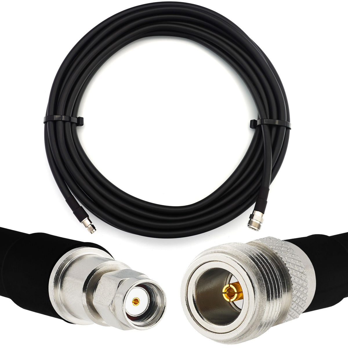 Rangeful RP-SMA Male to N Female 15m Flexible Coaxial Cable — LMR400 UF UltraFlex equivalent HF400-RPSM-NF-15