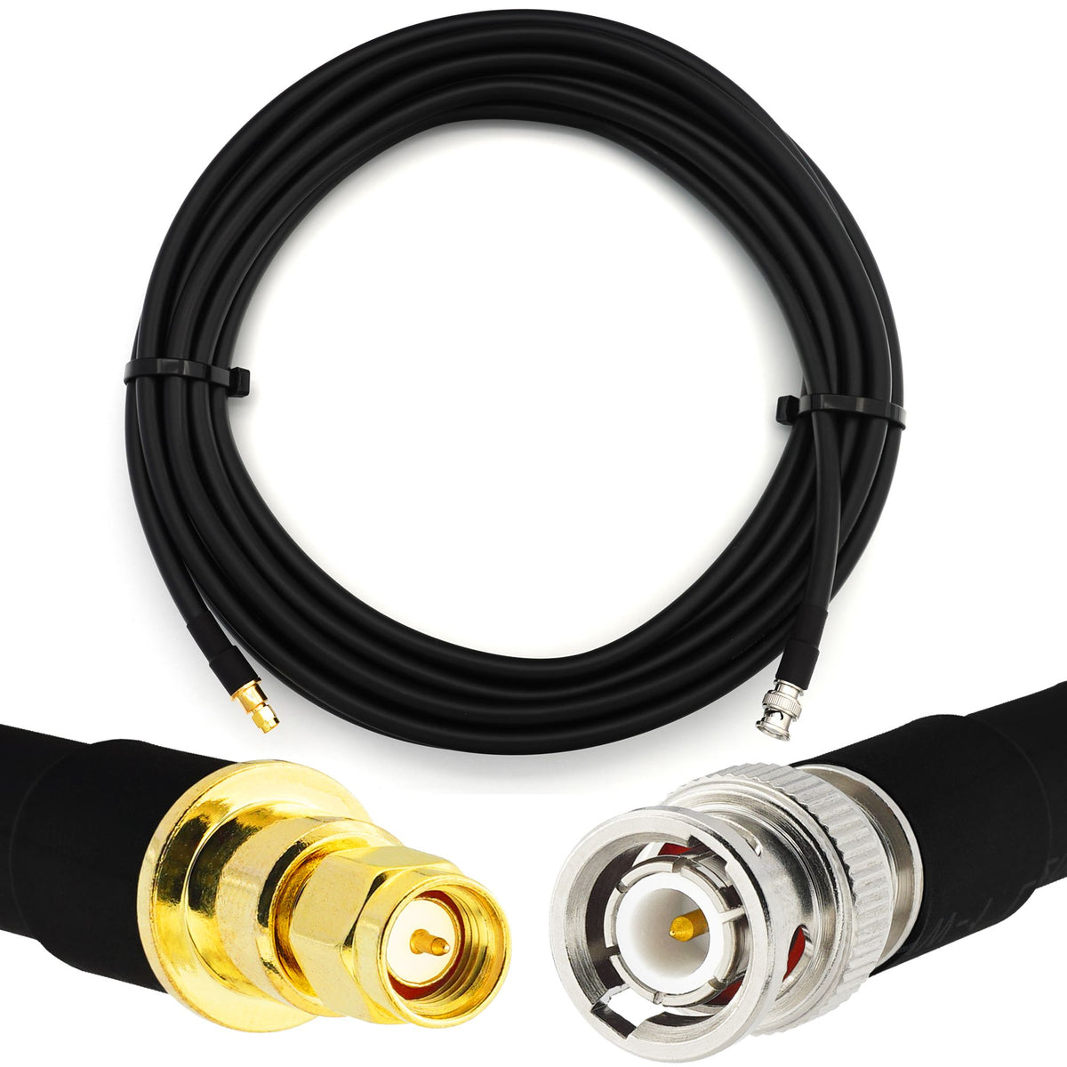 Rangeful BNC Male to SMA Male 25m Flexible Coaxial Cable — LMR400 UF UltraFlex equivalent HF400-BNCM-SM-25