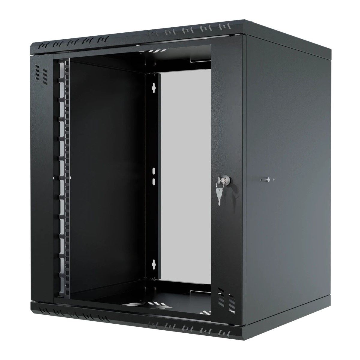 Stalflex Rack Cabinet 19" 12U, 450mm, Glass Door, Black S-RC19-12U-450GB