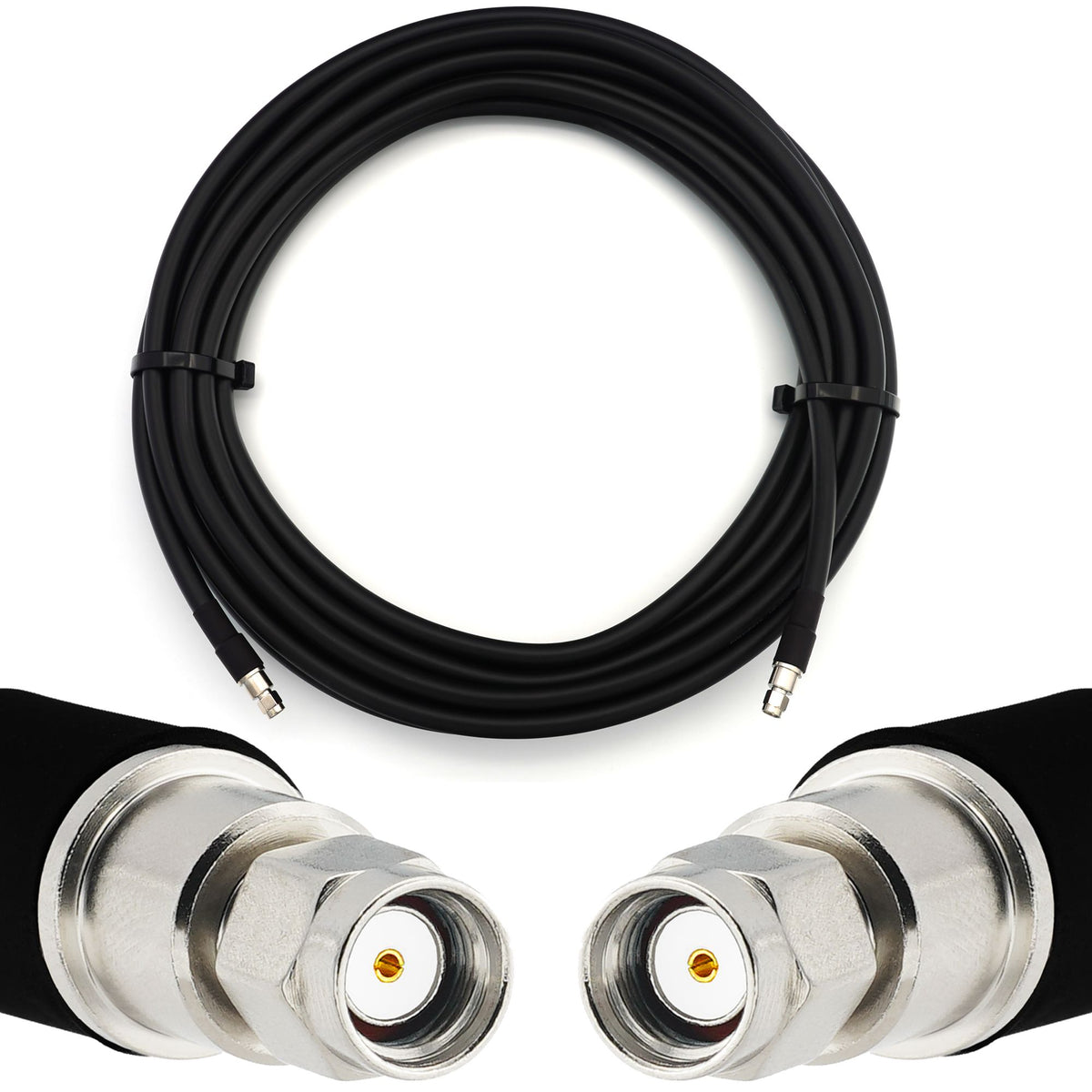 Rangeful RP-SMA Male to RP-SMA Male 20m Flexible Coaxial Cable — LMR400 UF UltraFlex equivalent HF400-RPSM-RPSM-20