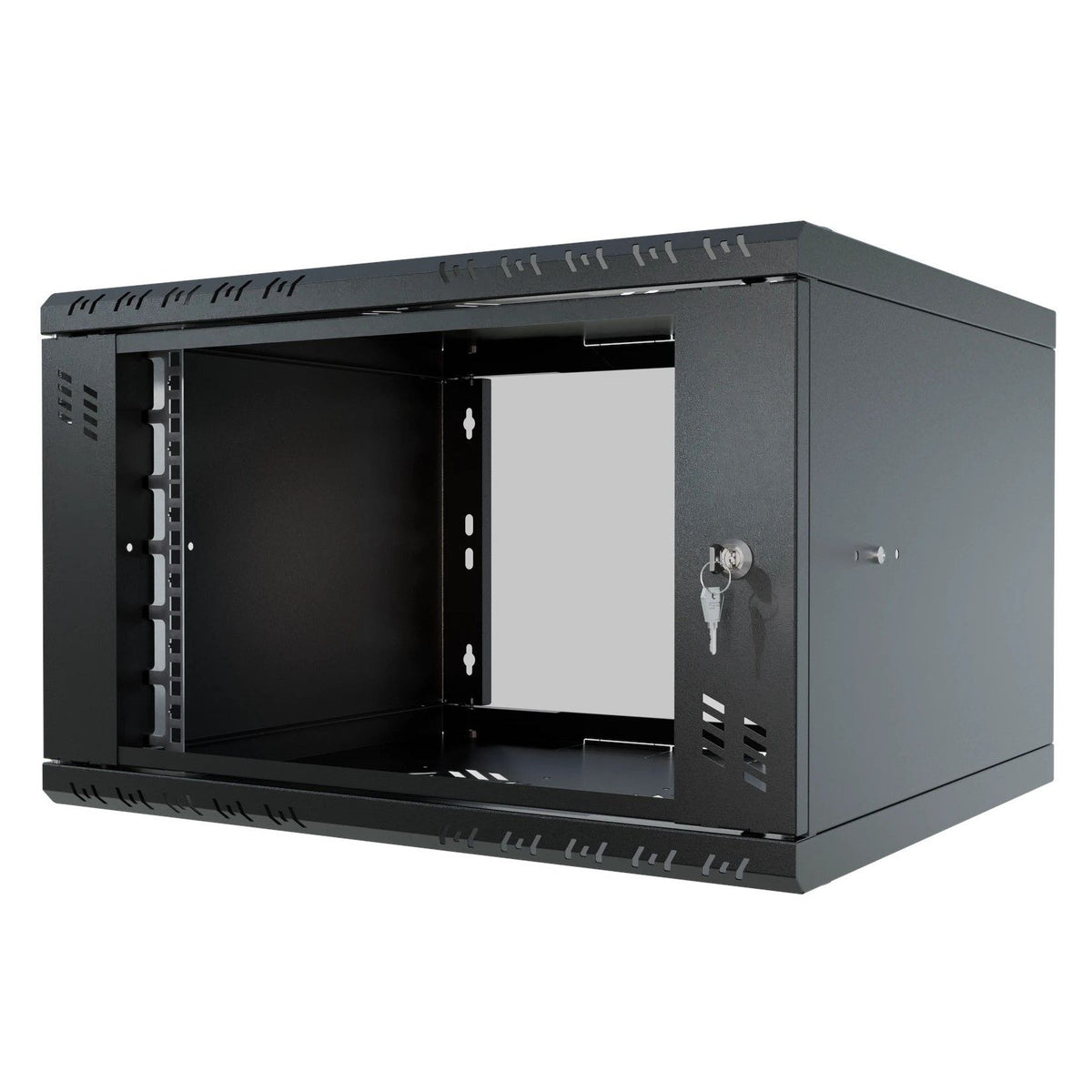 Stalflex Rack Cabinet 19" 6U, 450mm, Glass Door, Black S-RC19-6U-450GB