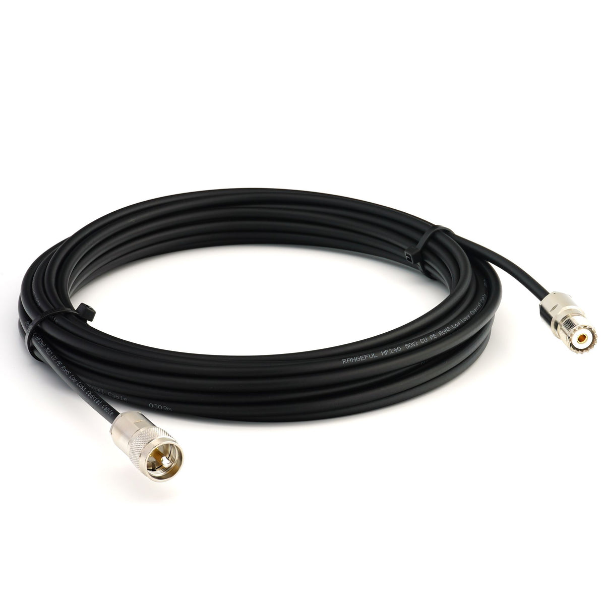Rangeful PL259 to SO239 10m UHF CB Radio Coaxial Cable — HF240 (LMR240 equivalent) HF240-PL-SO-10