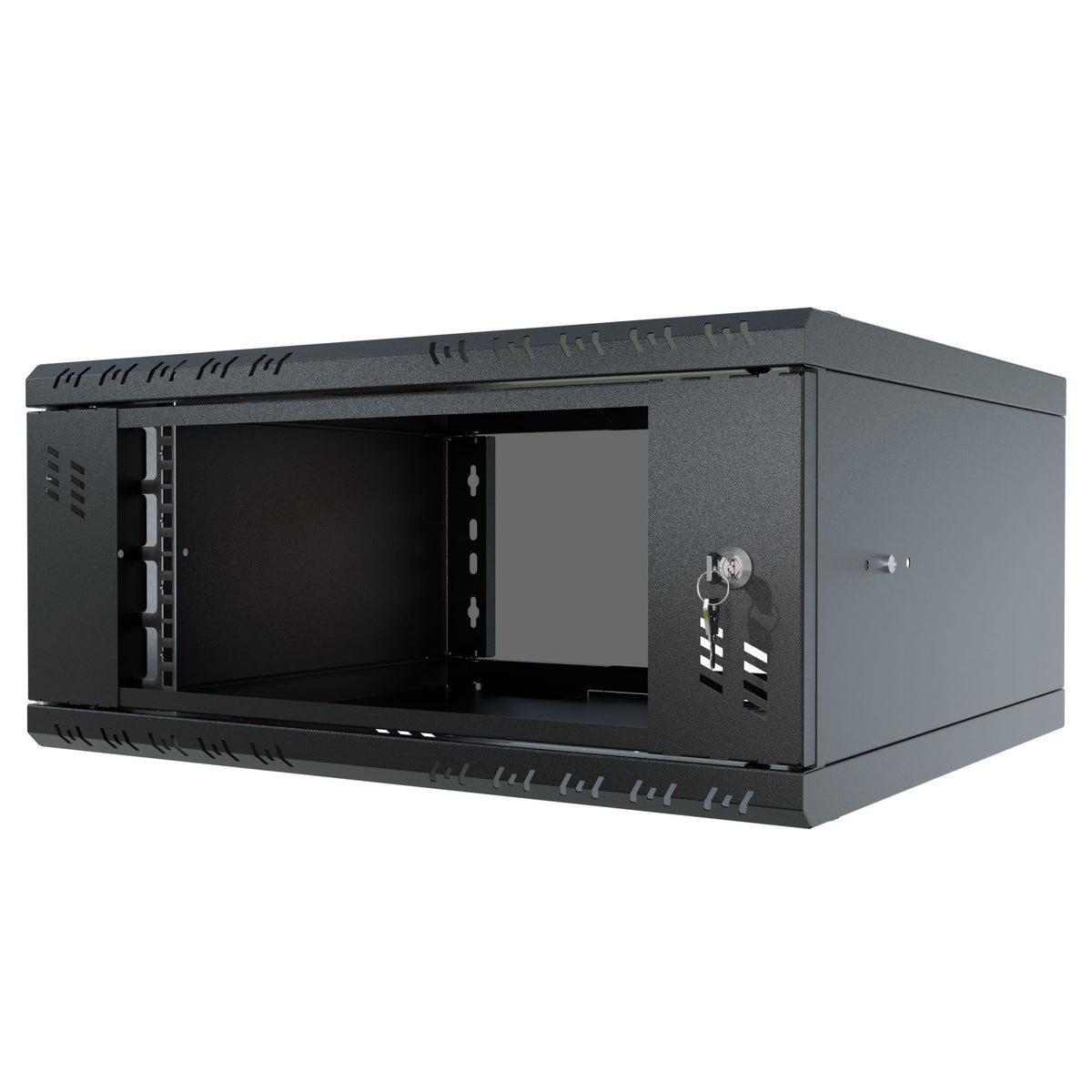 Stalflex Rack Cabinet 19" 4U, 450mm, Glass Door, Black S-RC19-4U-450GB