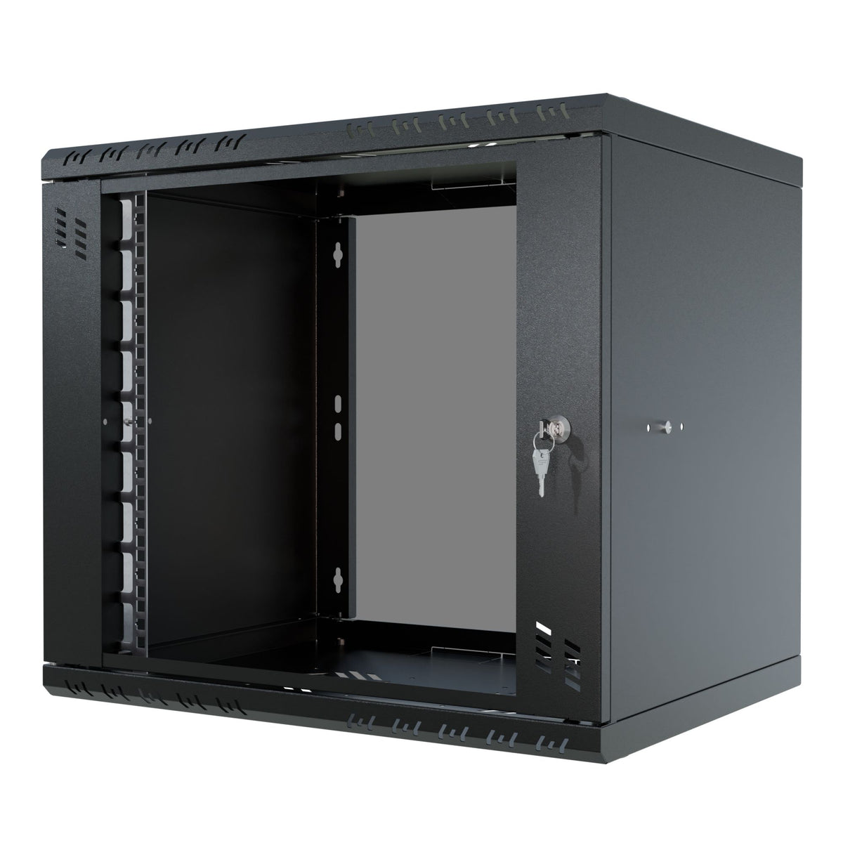 Stalflex Rack Cabinet 19" 9U, 450mm, Glass Door, Black S-RC19-9U-450GB