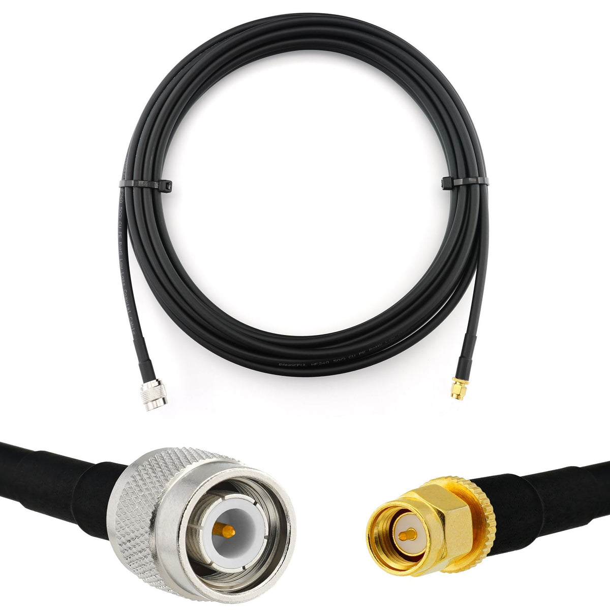 Rangeful TNC Male to SMA Male 20m Coaxial Cable — HF240 (LMR240 equivalent) HF240-TNCM-SM-20