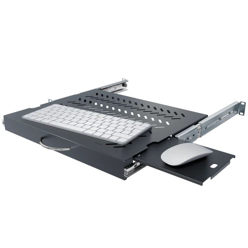 Stalflex Keyboard and Mouse Shelf 19" 1U, 350mm, Black RSR-F2-19-1U-350B-KM