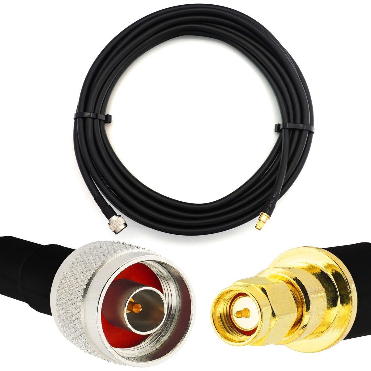 Rangeful SMA Male to N Male 2m Flexible Coaxial Cable — LMR400 UF UltraFlex equivalent HF400-NM-SM-2