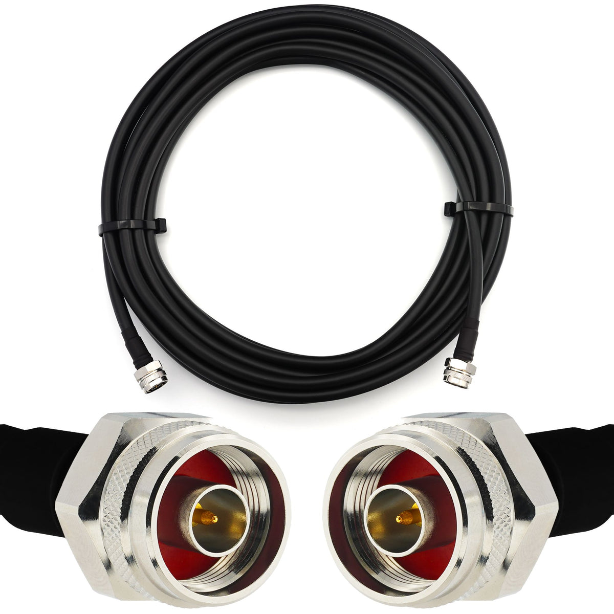Rangeful N Male to N Male Hex 30m IP67 Flexible Coaxial Cable — LMR400 UF UltraFlex equivalent HF400-NMH-NMH-30