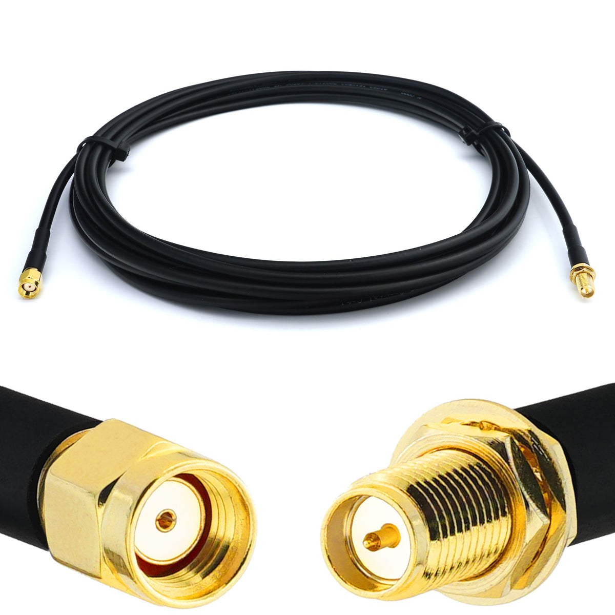 Rangeful RP-SMA Male to RP-SMA Female 1m RG58/U Coaxial Cable RG58-RPSM-RPSF-1