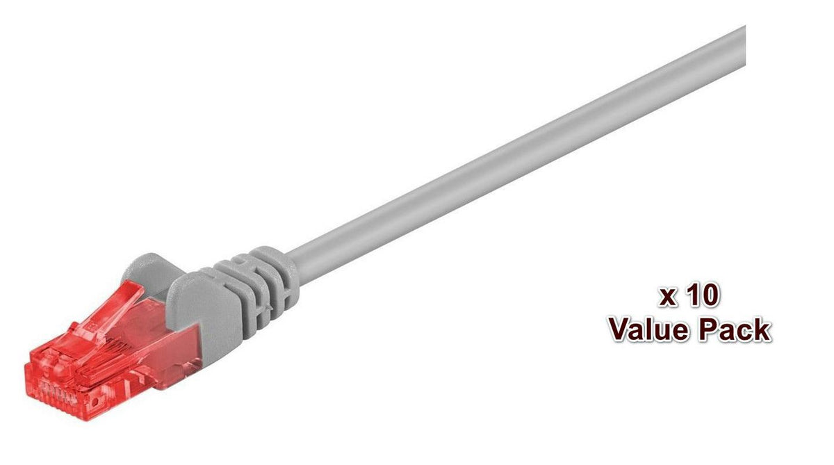 MicroConnect U/UTP CAT6 0.5M Grey 10 Pack