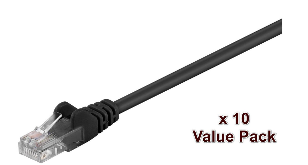 MicroConnect U/UTP CAT5e 0.5m Black 10 Pack