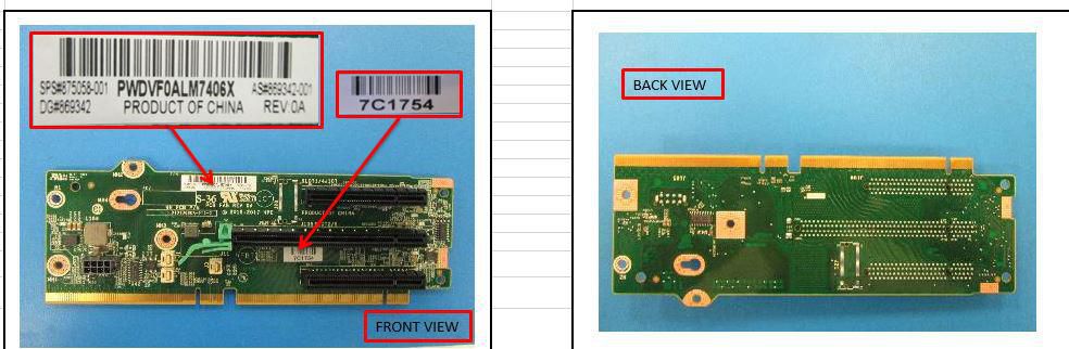 Hewlett Packard Enterprise 2x8 x16 PCIe riser