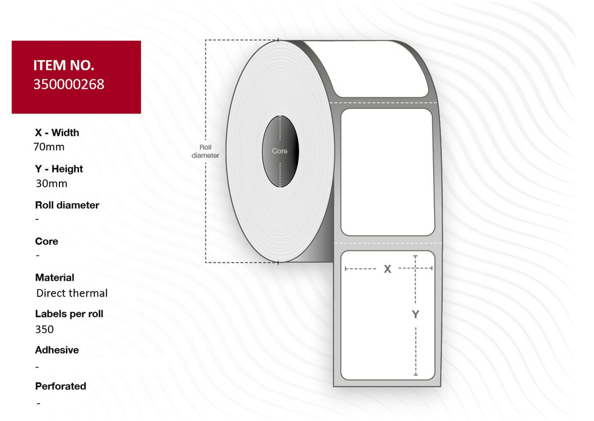 Capture Label 70x30 - Core 25. White.