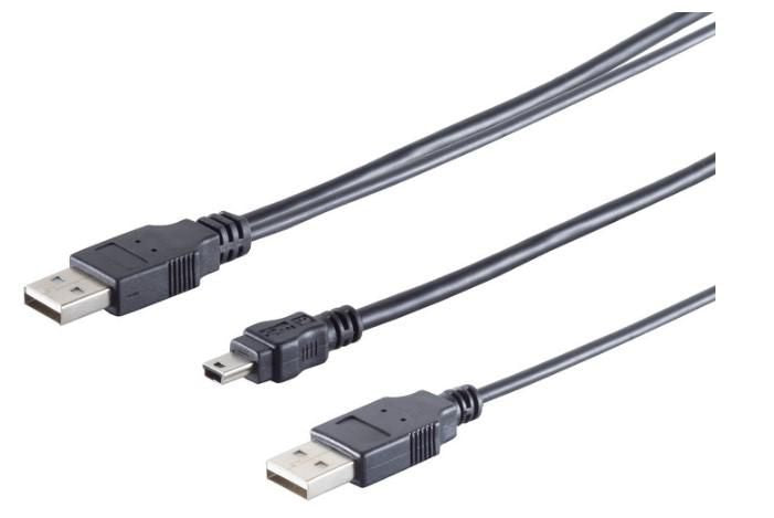 MicroConnect 2x A plug to 5 pin mini B plug