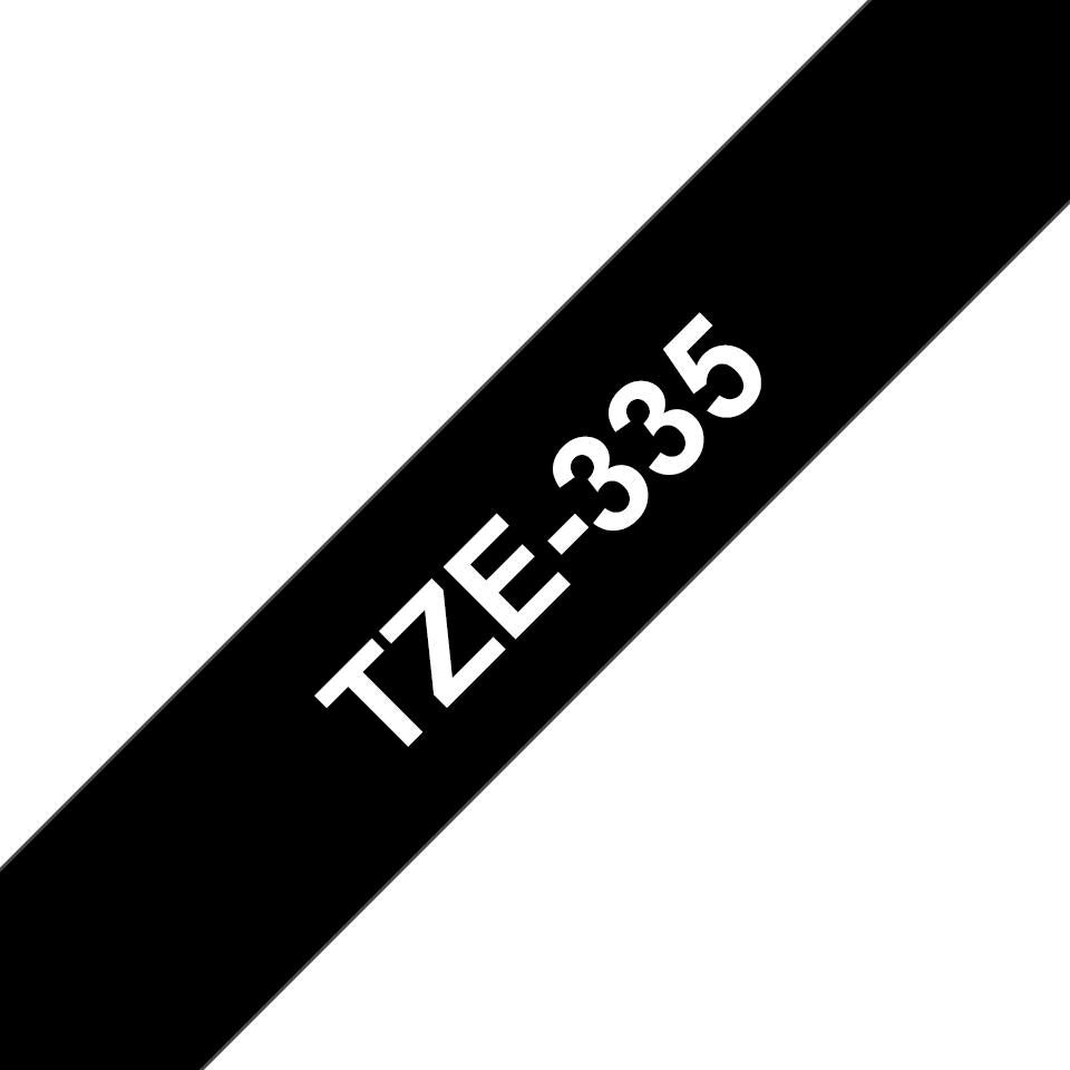 Brother TZE335 12MM WHITE ON BLACK