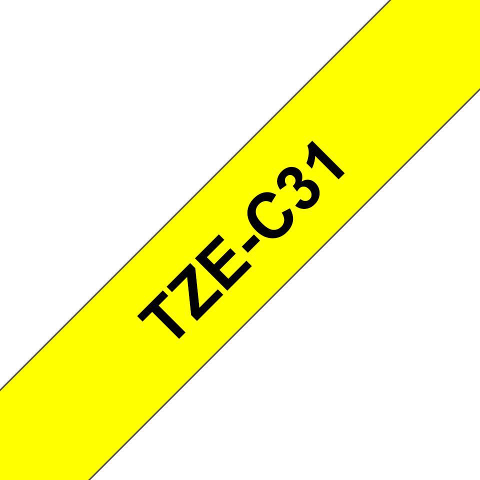 Brother Tape Black on Flu Yellow 12mm