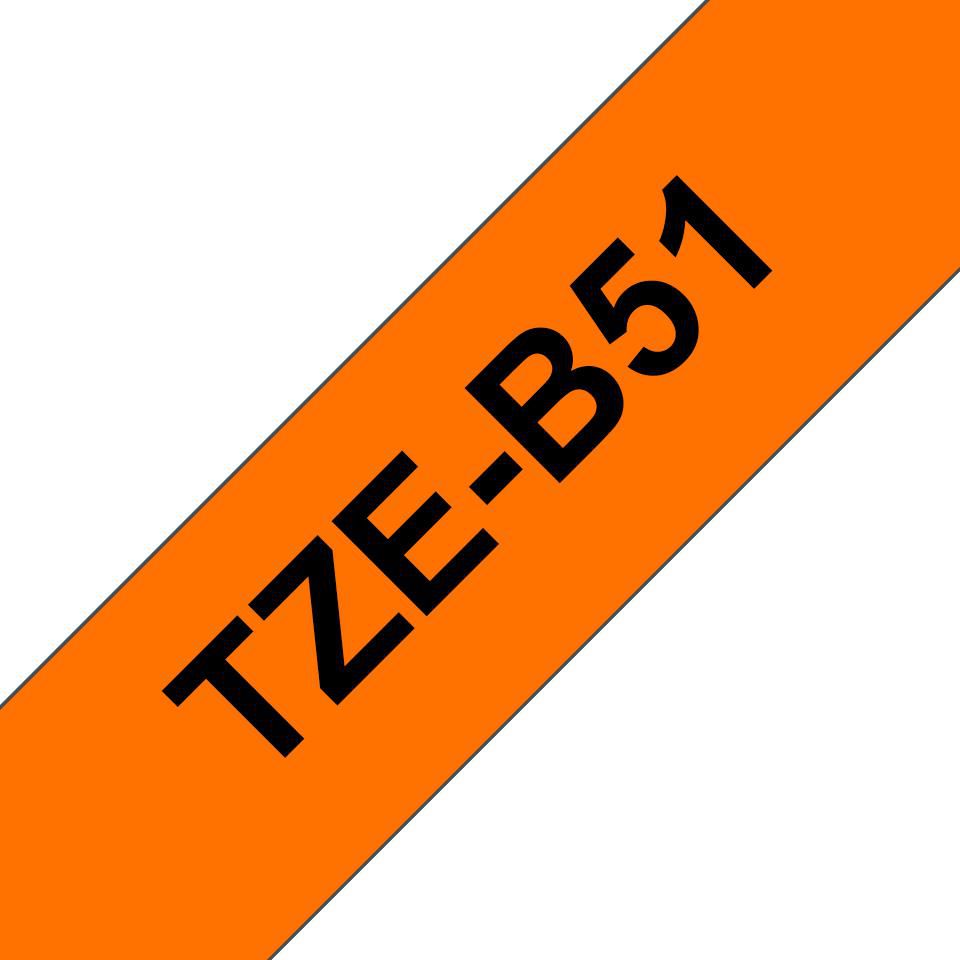 Brother Tape Black on Flu Orange 24mm