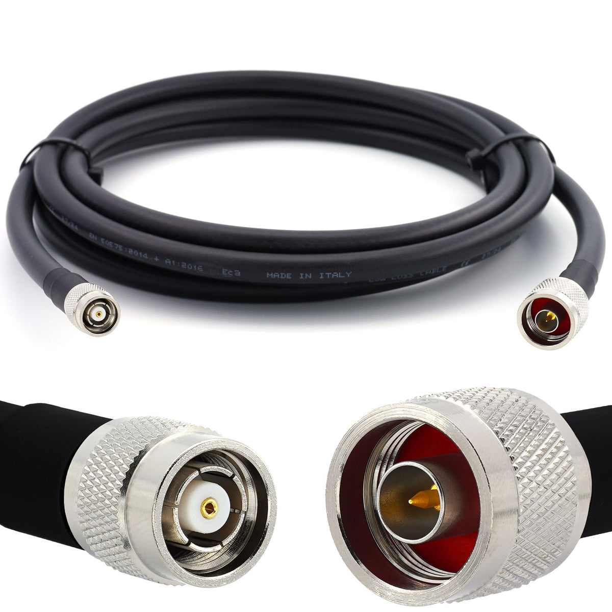 Rangeful N Male to RP-TNC Male 15m Flexible Coaxial Cable — LMR400 UF UltraFlex equivalent HF400-RPTNCM-NM-15