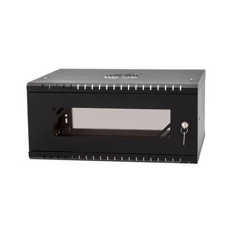Stalflex Rack Cabinet 19" 4U, 450mm, Glass Door, Black RC19-4U-450GB