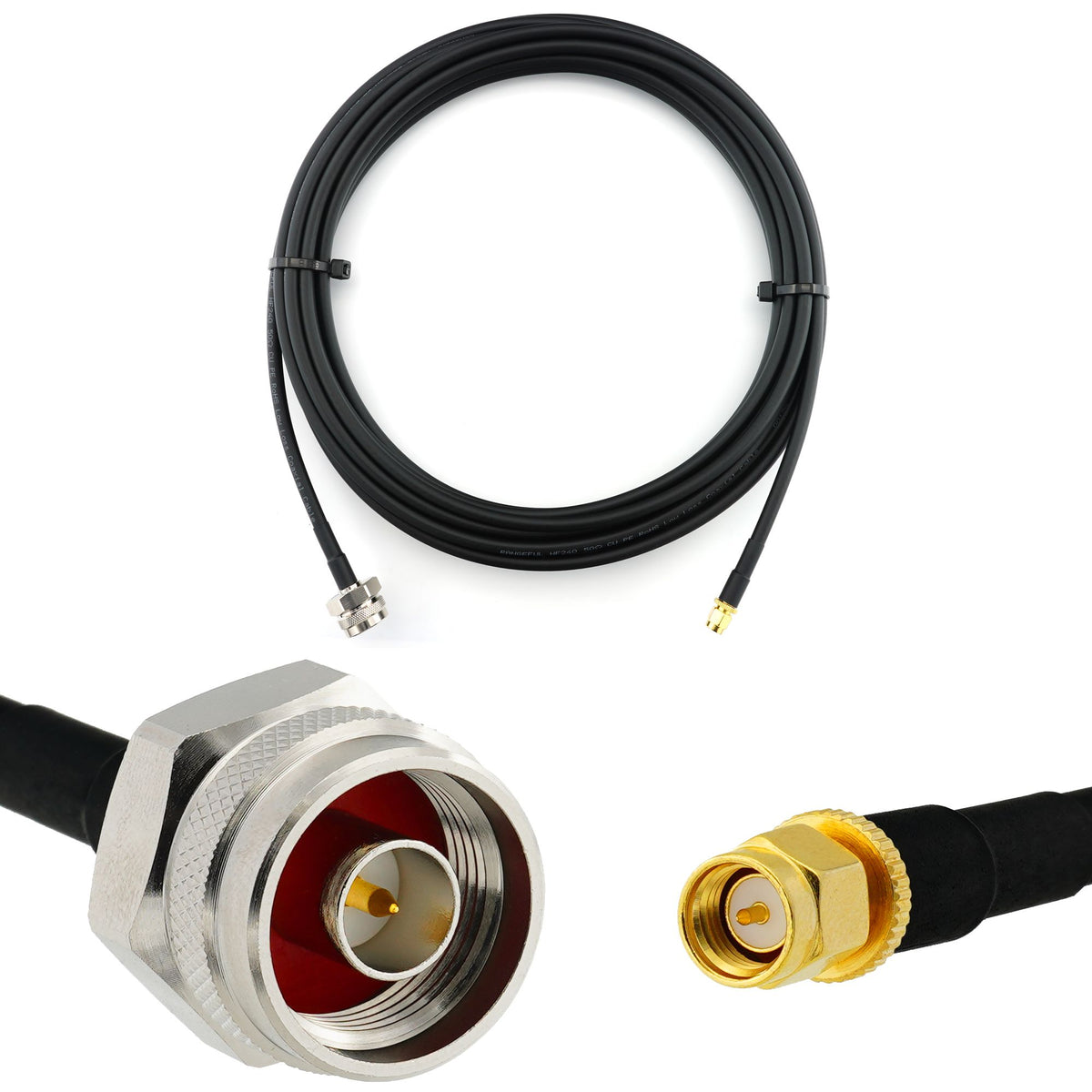 Rangeful SMA Male to N Male Hex 5m Coaxial Cable — HF240 (LMR240 equivalent) HF240-NMH-SM-5