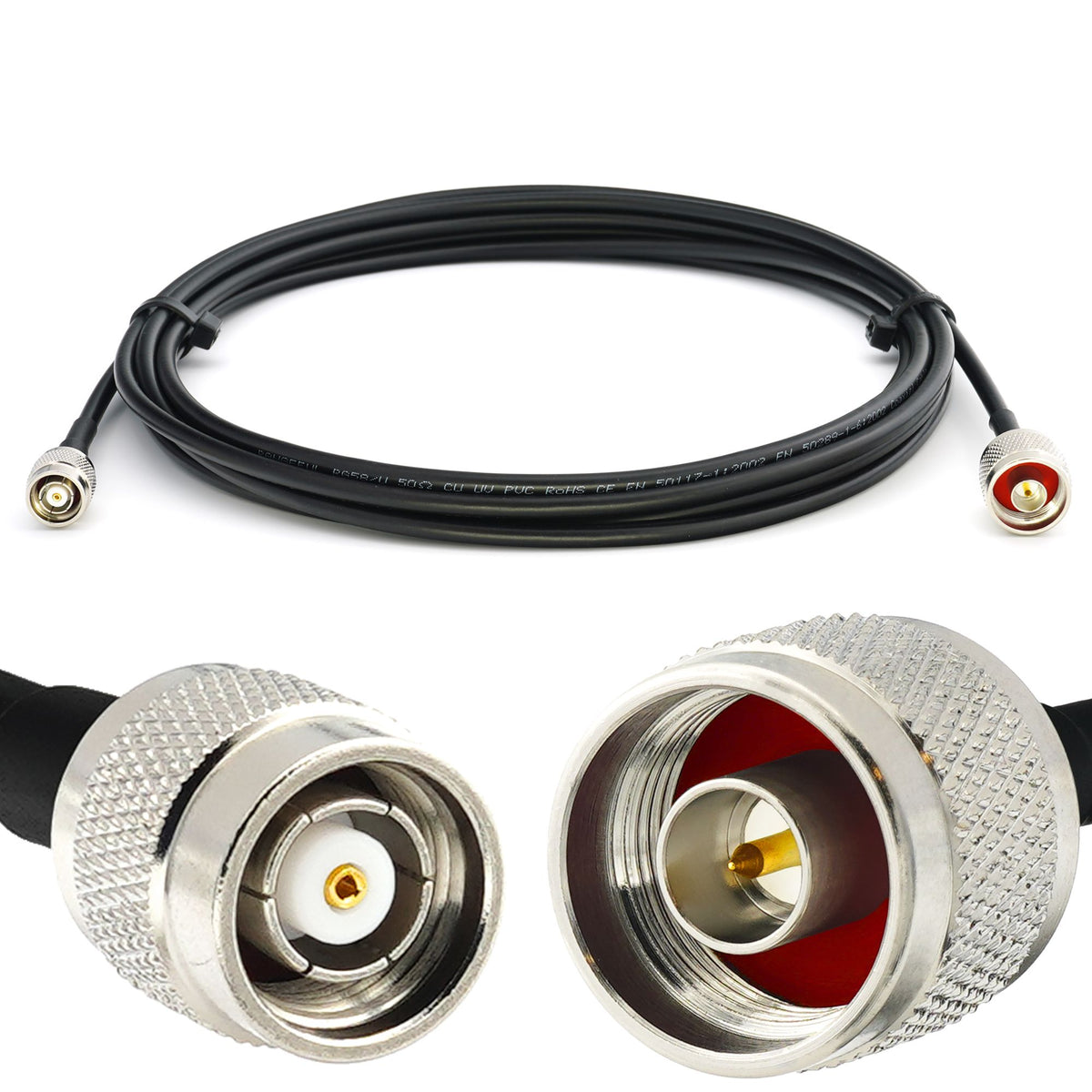Rangeful RP-TNC Male to N Male 10m RG58/U Coaxial Cable RG58-RPTNCM-NM-10