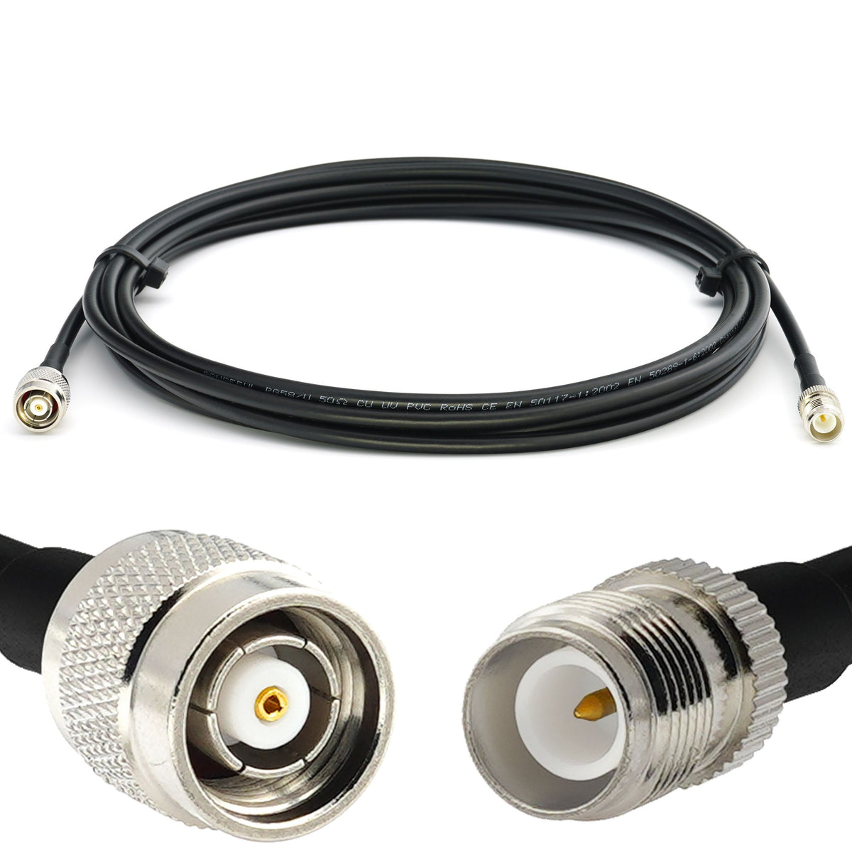 Rangeful RP-TNC Male to RP-TNC Female 2m RG58/U Coaxial Cable RG58-RPTNCM-RPTNCF-2