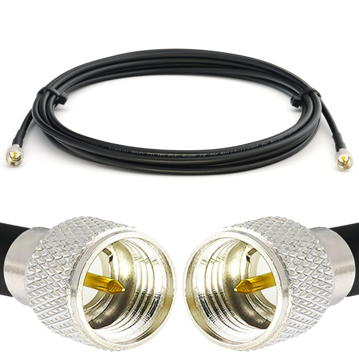Rangeful Mini UHF Male to Mini UHF Male 5m RG58/U Coaxial Cable RG58-MUHFM-MUHFM-5