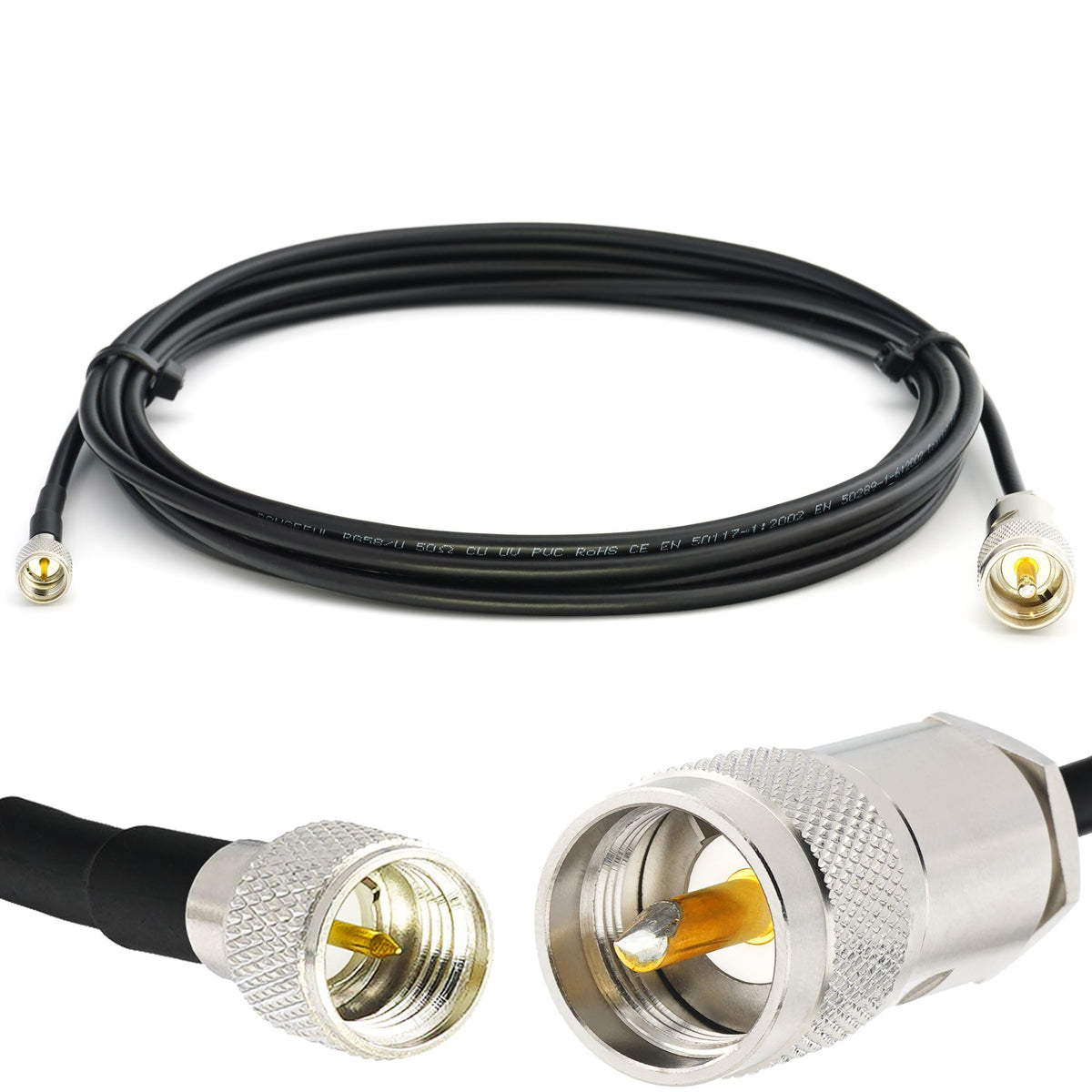 Rangeful Mini UHF Male to PL259 UHF 7m RG58/U Coaxial Cable RG58-MUHFM-PL-7