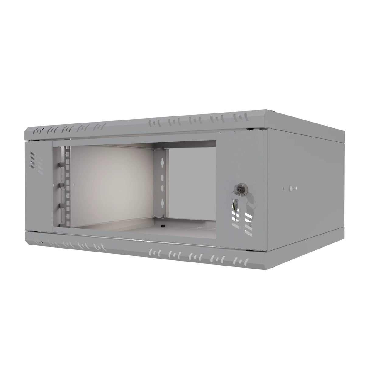 Stalflex Rack Cabinet 19" 4U, 450mm, Glass Door, Gray S-RC19-4U-450GG